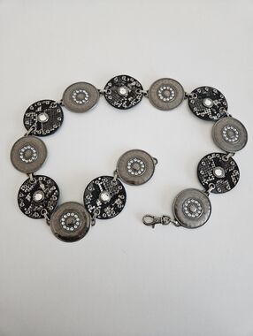 Medallion Chain Belt Westwern Gunmetal Silver Snakeskin Embellished Y2K Retro